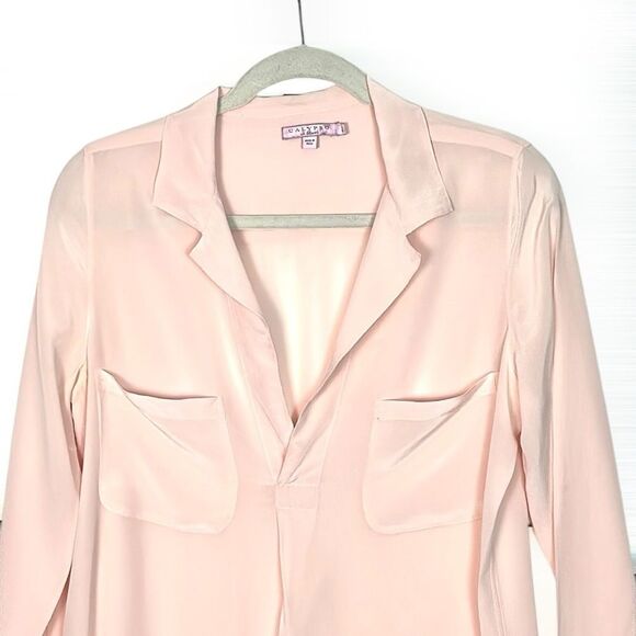 Calypso St Barth Silk Blouse Tunic Semi Sheer Peach Pink Long Sleeve Relaxed S - Picture 3 of 12